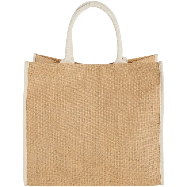 Harry coloured edge jute tote bag Natural White