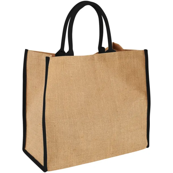 Harry coloured edge jute tote bag Natural Solid black