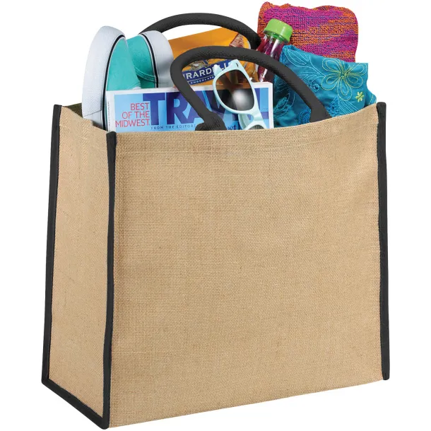 Harry coloured edge jute tote bag Natural Crna