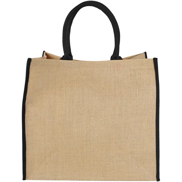 Harry coloured edge jute tote bag - Unbranded Natural Solid black