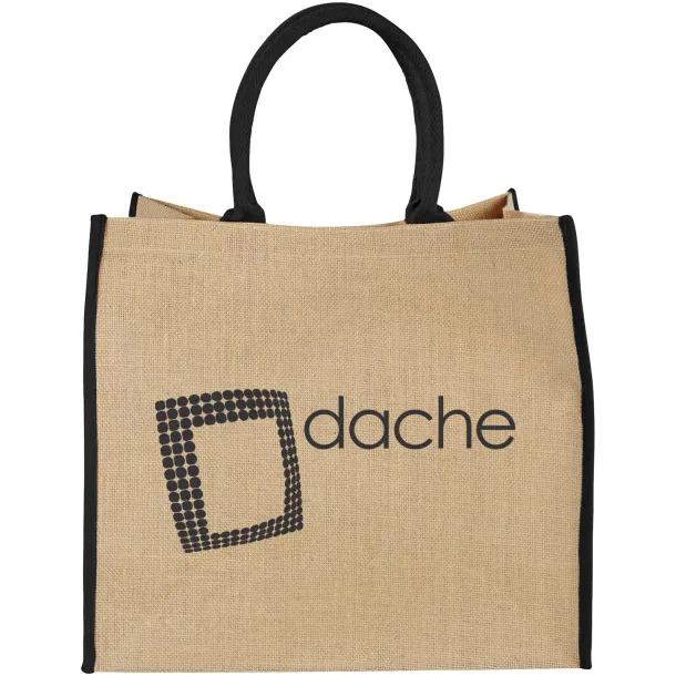 Harry coloured edge jute tote bag Natural Crna