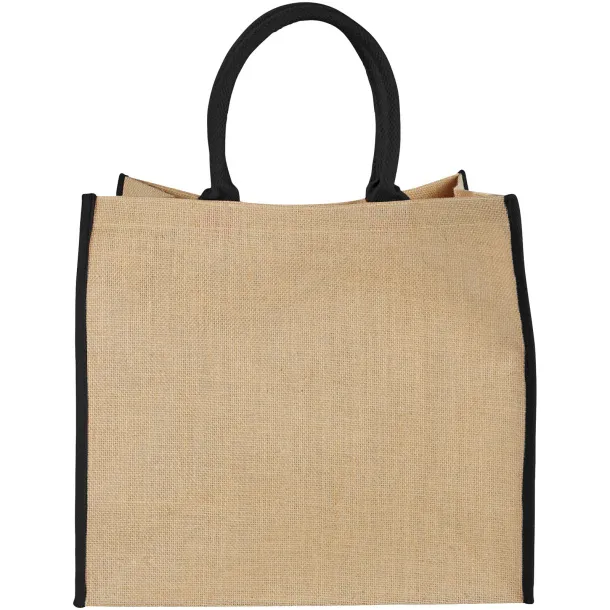 Harry coloured edge jute tote bag - Unbranded Natural Solid black