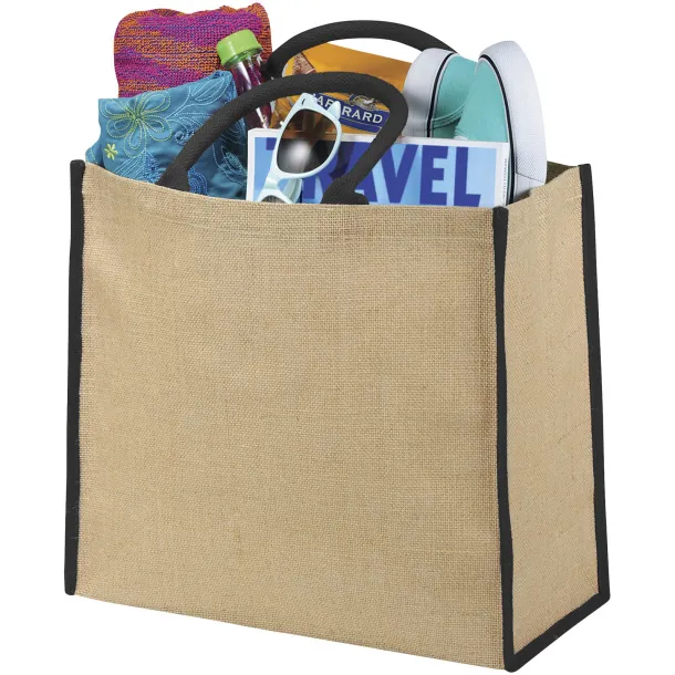 Harry coloured edge jute tote bag Natural Crna