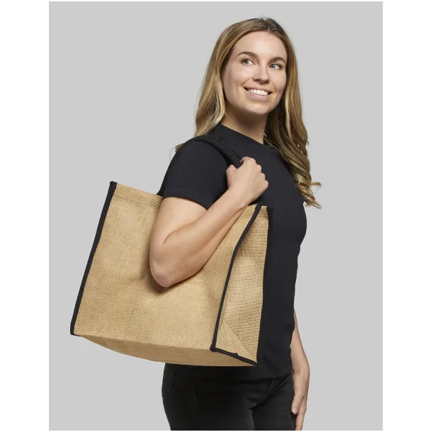 Harry coloured edge jute tote bag Natural Crna