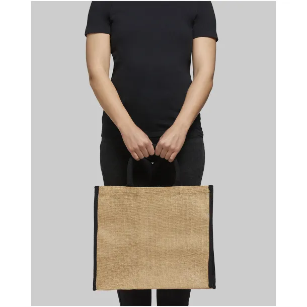 Harry coloured edge jute tote bag Natural Crna