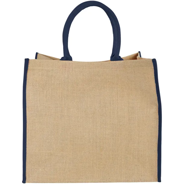 Harry coloured edge jute tote bag Natural Navy Blue