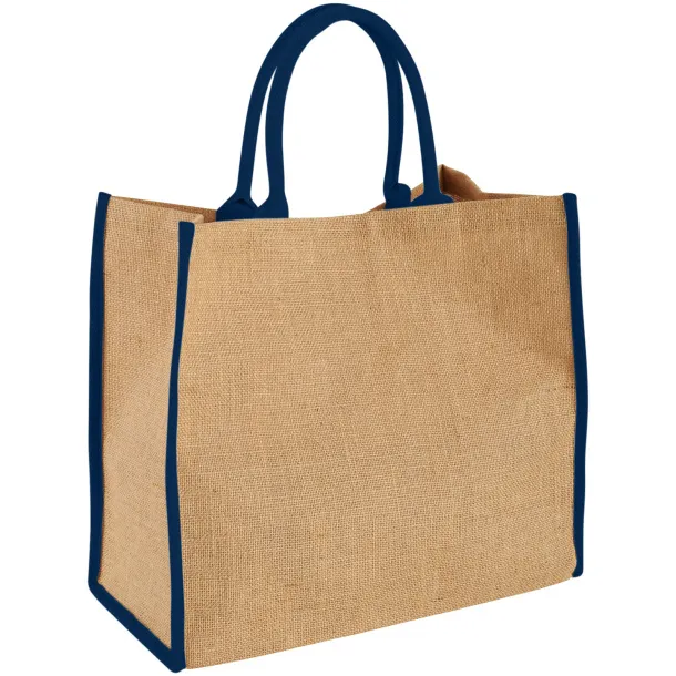 Harry coloured edge jute tote bag Natural Navy Blue