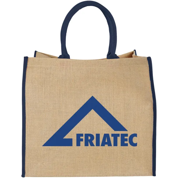 Harry coloured edge jute tote bag Natural Navy Blue