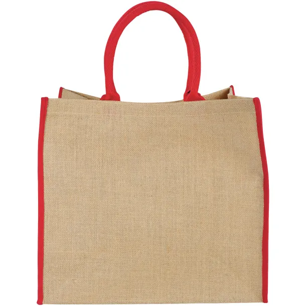 Harry coloured edge jute tote bag Natural Red