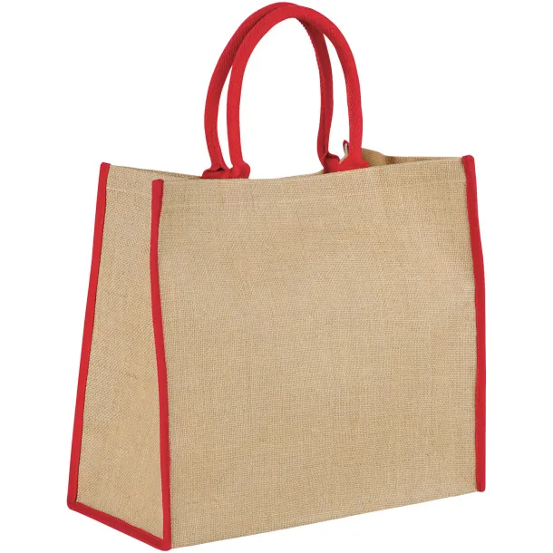 Harry coloured edge jute tote bag Natural Red