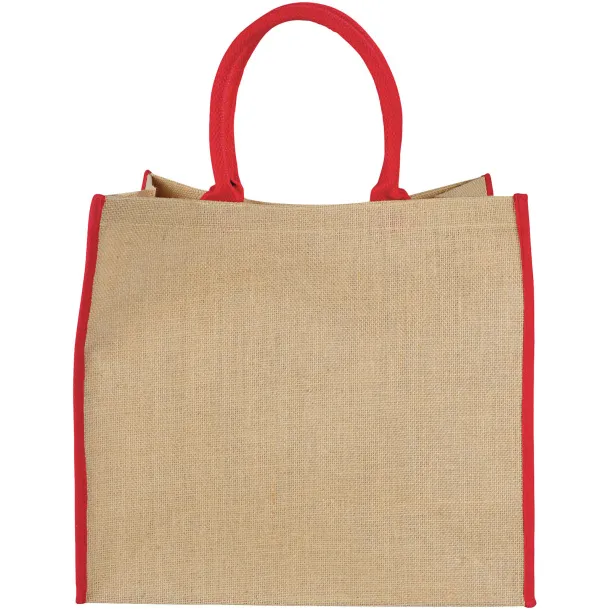 Harry coloured edge jute tote bag Natural Red