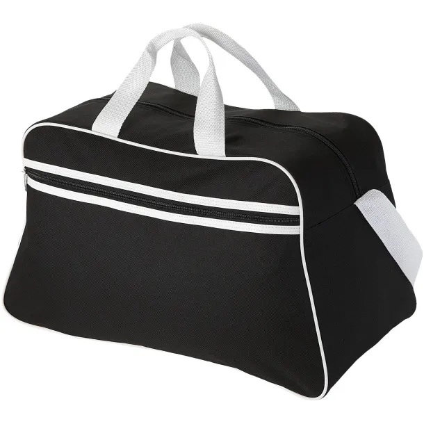 San Jose 2-stripe sports duffel bag Solid black White