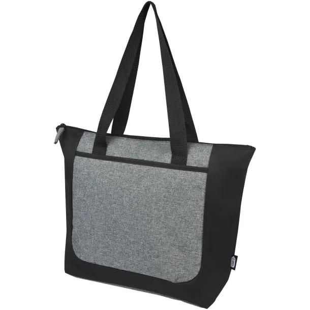 Reclaim GRS recycled two-tone zippered tote bag 15L - Bullet Solid black Heather grey