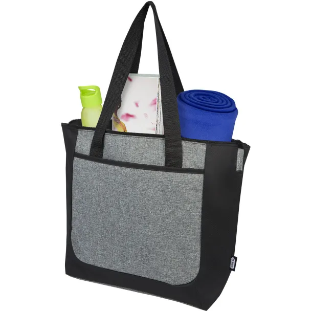 Reclaim GRS recycled two-tone zippered tote bag 15L - Bullet Crna Heather grey