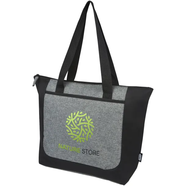 Reclaim GRS recycled two-tone zippered tote bag 15L - Bullet Solid black Heather grey