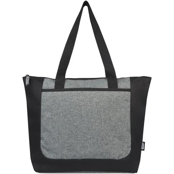 Reclaim GRS recycled two-tone zippered tote bag 15L - Bullet Solid black Heather grey