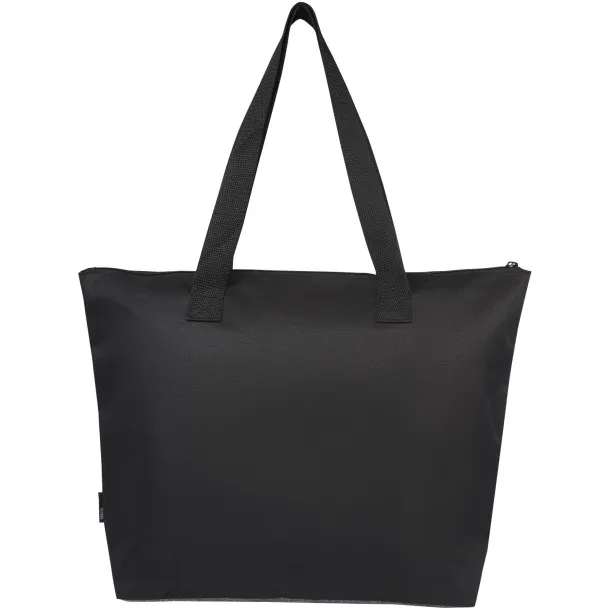 Reclaim GRS recycled two-tone zippered tote bag 15L - Bullet Solid black Heather grey