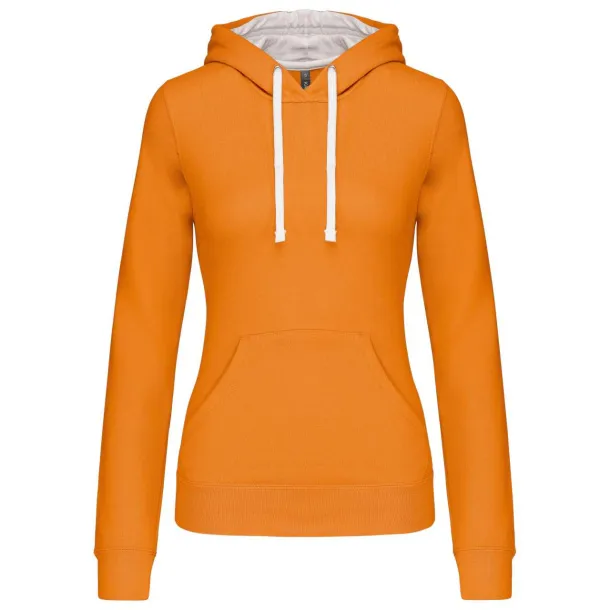  LADIES’ CONTRAST HOODED SWEATSHIRT - Kariban Orange White