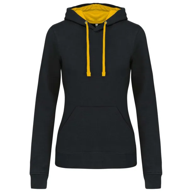  LADIES’ CONTRAST HOODED SWEATSHIRT - Kariban Black Yellow