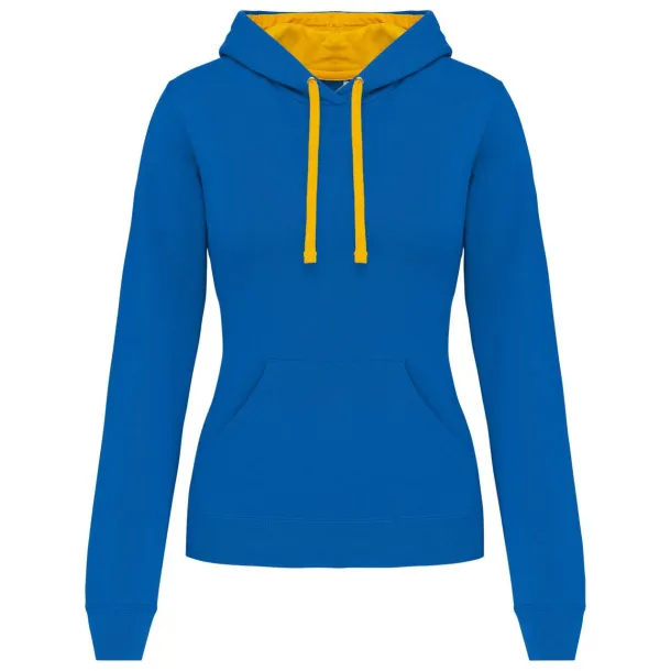  LADIES’ CONTRAST HOODED SWEATSHIRT - Kariban Light Royal Blue Yellow