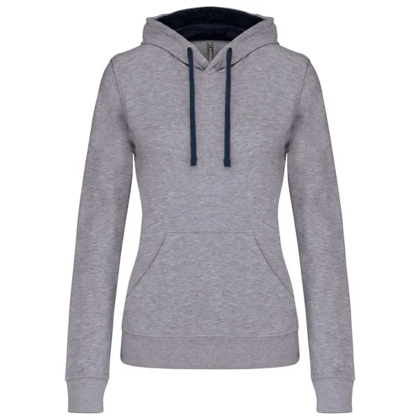  LADIES’ CONTRAST HOODED SWEATSHIRT - Kariban Oxford Grey Navy