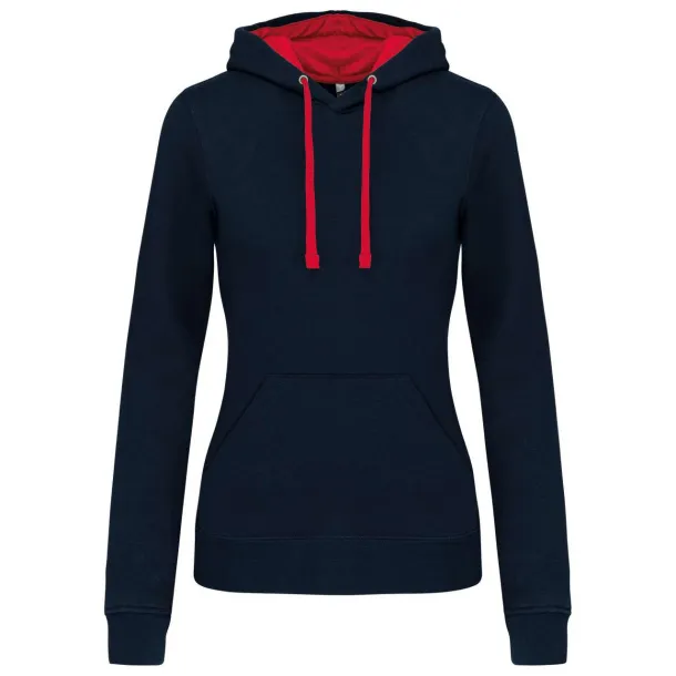  LADIES’ CONTRAST HOODED SWEATSHIRT - Kariban Navy Red