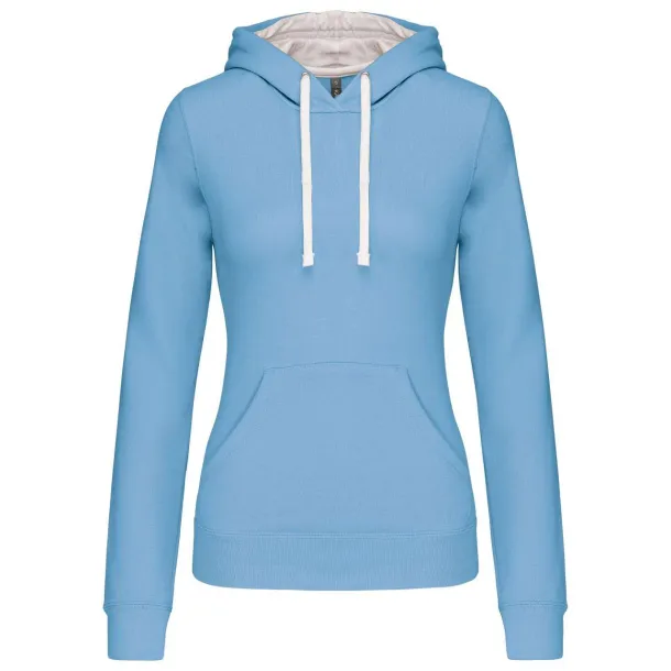  LADIES’ CONTRAST HOODED SWEATSHIRT - Kariban Sky blue White