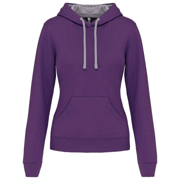  LADIES’ CONTRAST HOODED SWEATSHIRT - Kariban Ljubičasta Oxford Grey