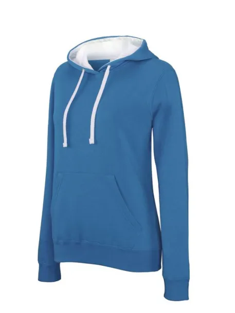  LADIES’ CONTRAST HOODED SWEATSHIRT - Kariban Tropical Blue White