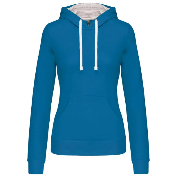  LADIES’ CONTRAST HOODED SWEATSHIRT - Kariban Tropical Blue White