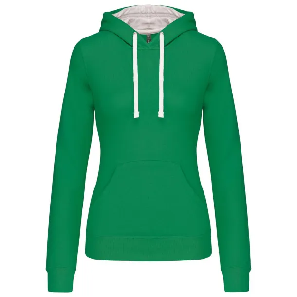  LADIES’ CONTRAST HOODED SWEATSHIRT - Kariban Light Kelly Green White