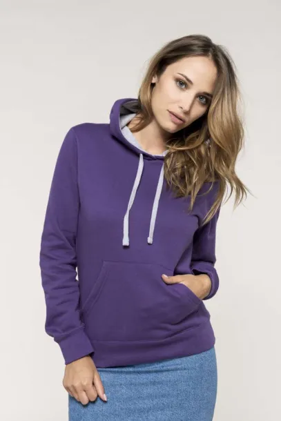  LADIES’ CONTRAST HOODED SWEATSHIRT - Kariban White Fine Grey