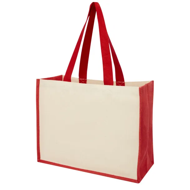 Varai 320 g/m² canvas and jute shopping tote bag - Unbranded Red