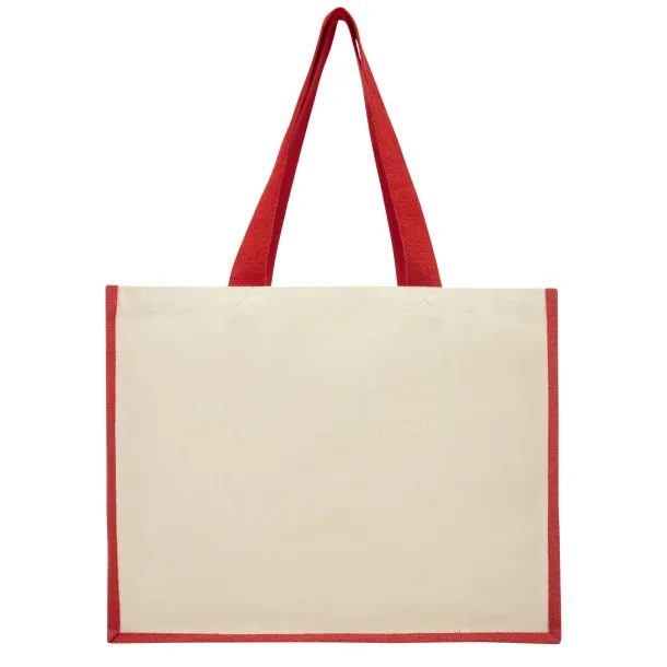 Varai 320 g/m² canvas and jute shopping tote bag - Unbranded Red