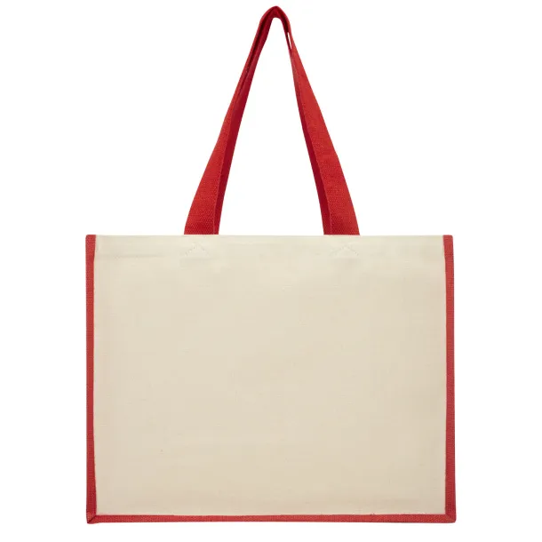 Varai 320 g/m² canvas and jute shopping tote bag - Unbranded Red