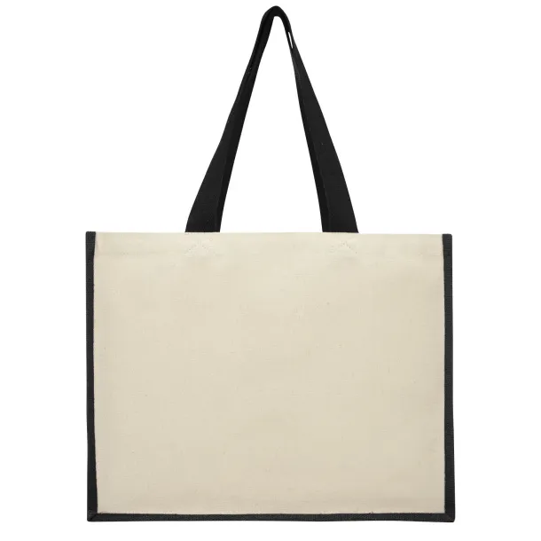 Varai 320 g/m² canvas and jute shopping tote bag - Unbranded Solid black