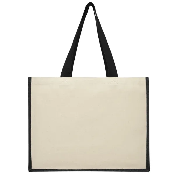 Varai 320 g/m² canvas and jute shopping tote bag - Unbranded Solid black