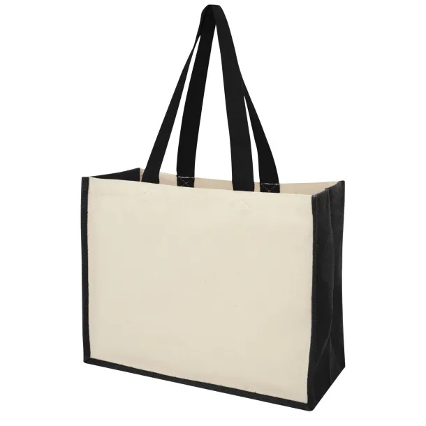 Varai 320 g/m² canvas and jute shopping tote bag - Unbranded Solid black