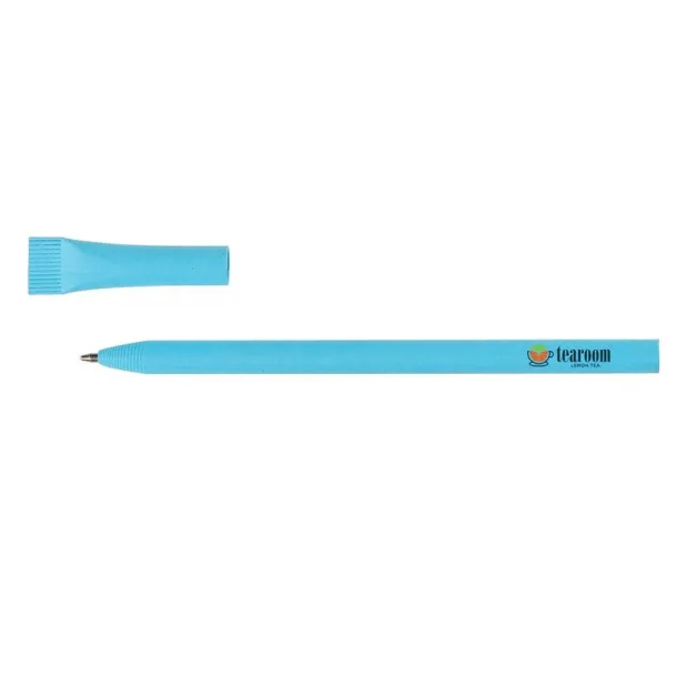  Ball pen made of rolled paper with cap Plava