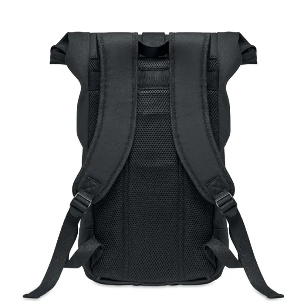 ZURICH ROLL Rolltop washed canvas backpack Black