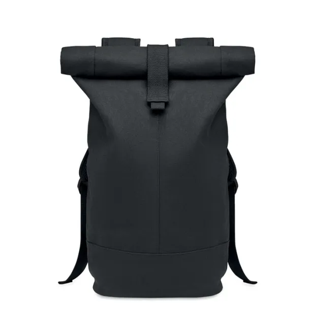 ZURICH ROLL Rolltop washed canvas backpack Black