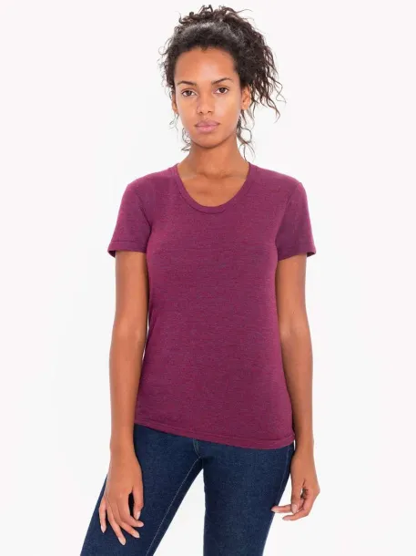  WOMEN'S TRI-BLEND SHORT SLEEVE TRACK T-SHIRT - American Apparel Tri-Cranberry