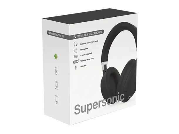 SUPERSONIC Foldable wireless headphones - PIXO Black