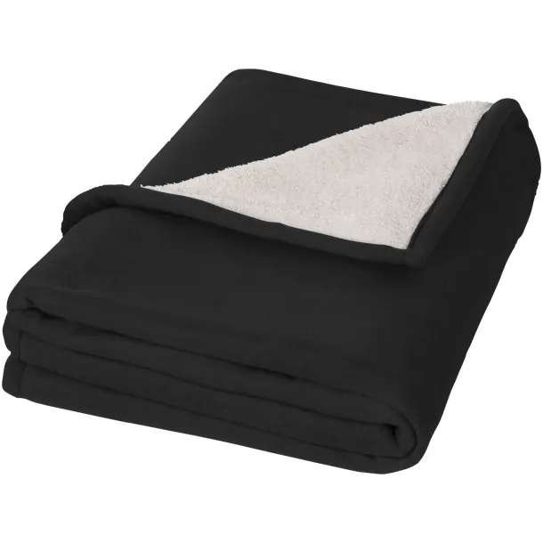 Springwood soft fleece and sherpa plaid blanket - Seasons Solid black Ivory white