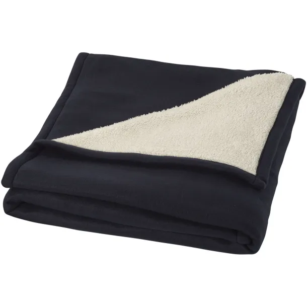 Springwood soft fleece and sherpa plaid blanket - Seasons Navy Blue Ivory white