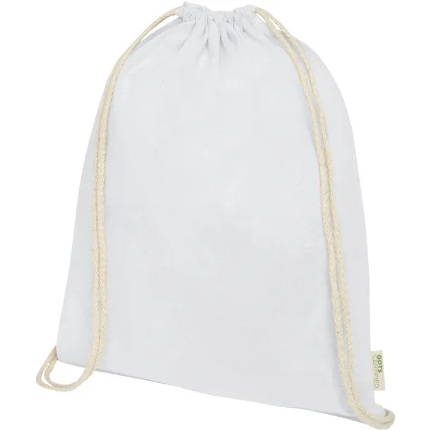 Orissa 100 g/m² GOTS organic cotton drawstring backpack - Unbranded White