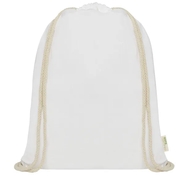 Orissa 100 g/m² GOTS organic cotton drawstring backpack - Unbranded White