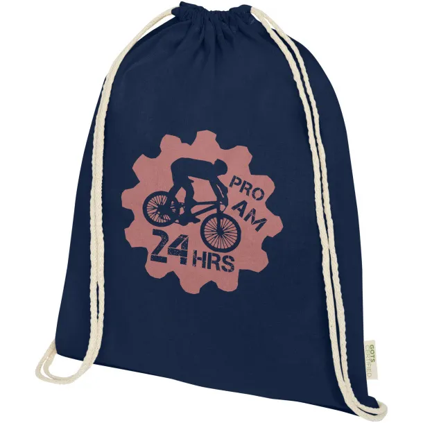 Orissa 100 g/m² GOTS organic cotton drawstring backpack - Unbranded Navy Blue