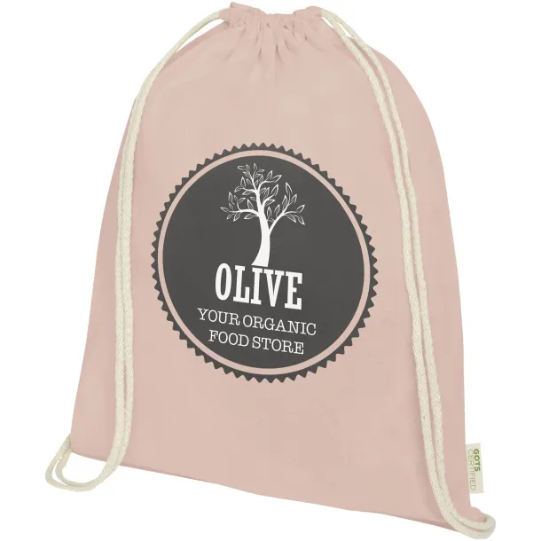 Orissa 100 g/m² GOTS organic cotton drawstring backpack Pale blush pink