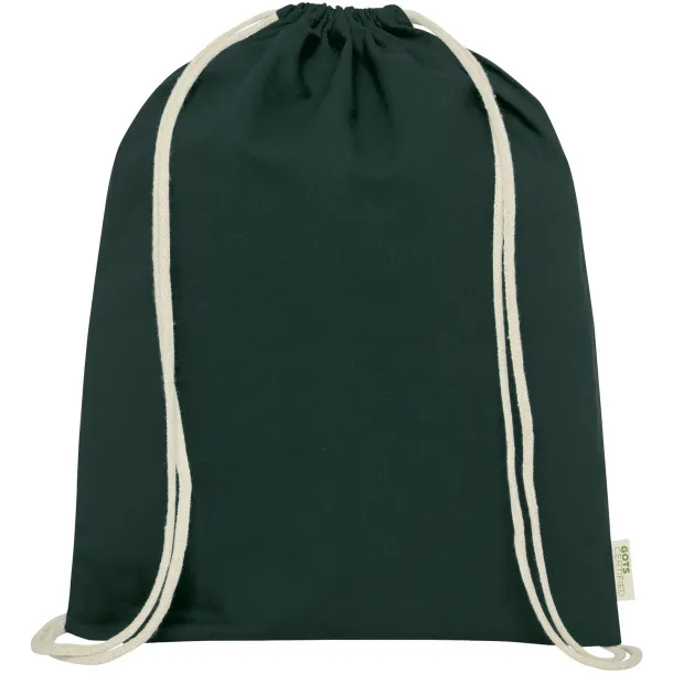 Orissa 100 g/m² GOTS organic cotton drawstring backpack Moss green